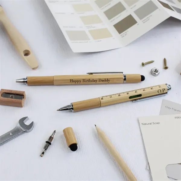 Multi Pen: Custom Logo 6-in-1 Bamboo Multi-Tool Pen - Multi Pen: Custom Logo 6-in-1 Bamboo Multi-Tool Pen - Image 5 of 5