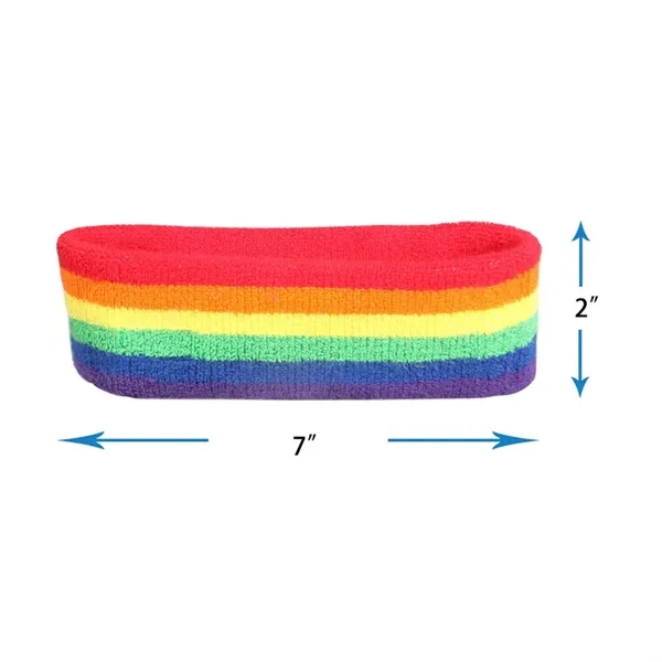 Elastic Cotton Towel Rainbow Headband With Sweat Wicking - Elastic Cotton Towel Rainbow Headband With Sweat Wicking - Image 1 of 2