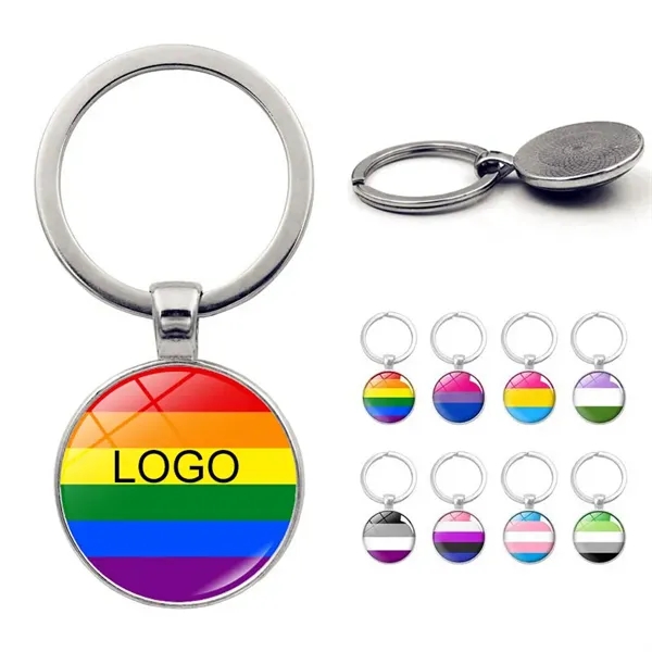 LGBT Pride Rainbow Glass Keychain 2 1/3"x1" - LGBT Pride Rainbow Glass Keychain 2 1/3"x1" - Image 0 of 7