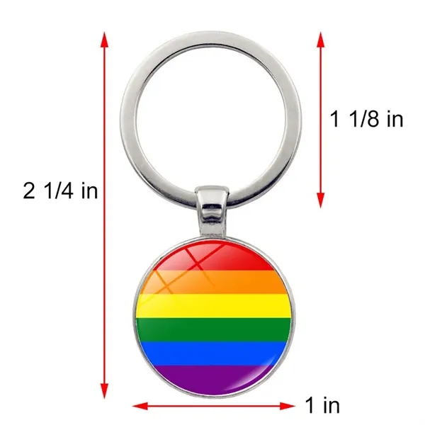 LGBT Pride Rainbow Glass Keychain 2 1/3"x1" - LGBT Pride Rainbow Glass Keychain 2 1/3"x1" - Image 1 of 7