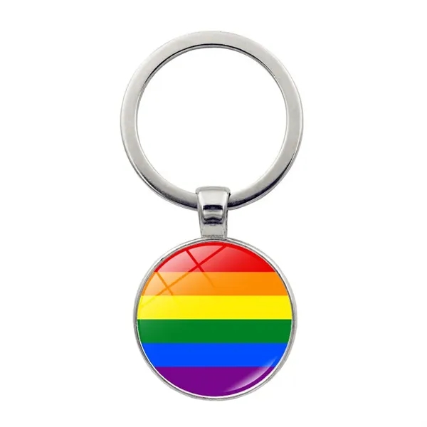 LGBT Pride Rainbow Glass Keychain 2 1/3"x1" - LGBT Pride Rainbow Glass Keychain 2 1/3"x1" - Image 2 of 7