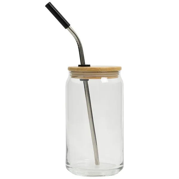 Custom 16 Oz. Full Color Can Glass With Bamboo Lid