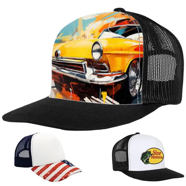 5 Panel Sublimation Polyester Mesh Back Trucker Cap Snapback