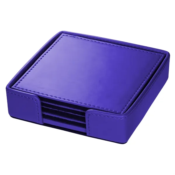 Prestige Leatherette 4 Part Coaster Set /W Stand - Prestige Leatherette 4 Part Coaster Set /W Stand - Image 2 of 11