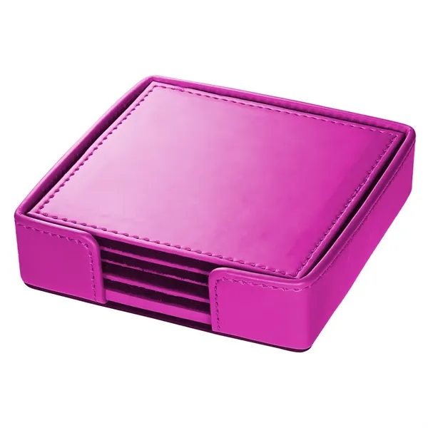 Prestige Leatherette 4 Part Coaster Set /W Stand - Prestige Leatherette 4 Part Coaster Set /W Stand - Image 7 of 11