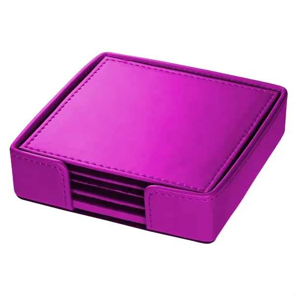 Prestige Leatherette 4 Part Coaster Set /W Stand - Prestige Leatherette 4 Part Coaster Set /W Stand - Image 8 of 11