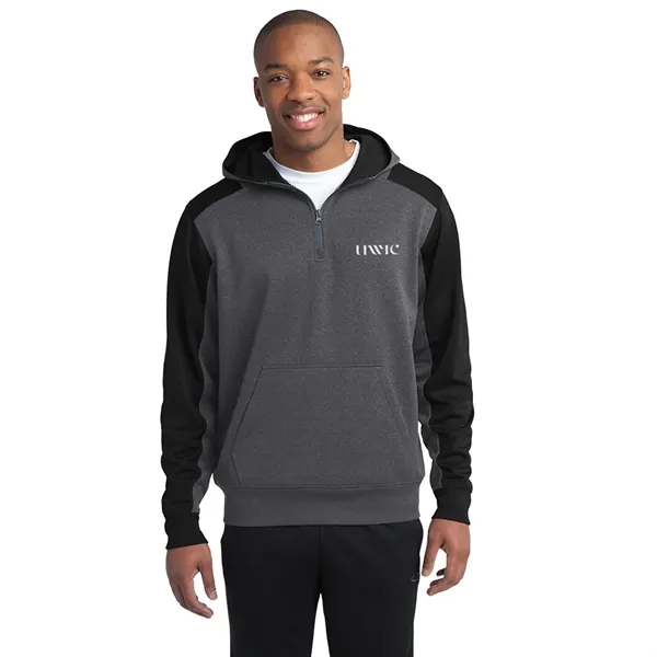 Sport-Tek® Tech Fleece Colorblock 1/4-Zip Hooded Sweatshirt - Sport-Tek® Tech Fleece Colorblock 1/4-Zip Hooded Sweatshirt - Image 0 of 6