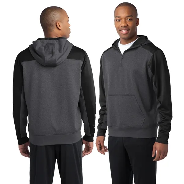 Sport-Tek® Tech Fleece Colorblock 1/4-Zip Hooded Sweatshirt - Sport-Tek® Tech Fleece Colorblock 1/4-Zip Hooded Sweatshirt - Image 1 of 6