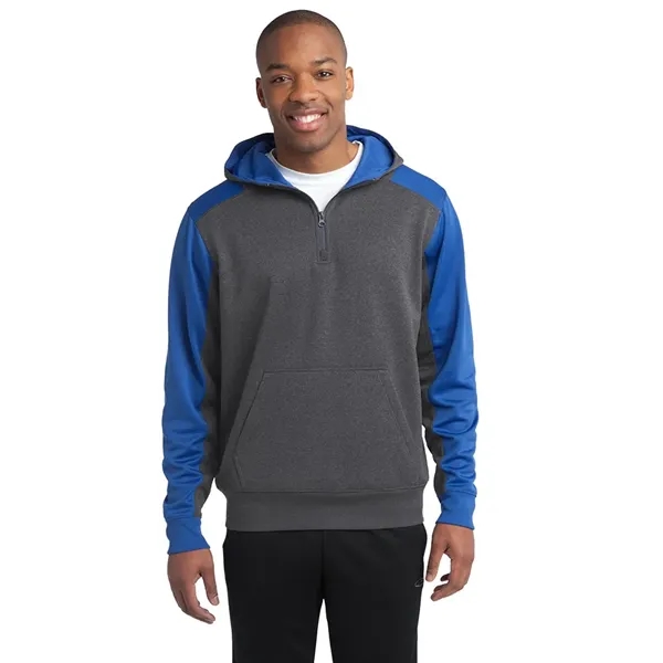 Sport-Tek® Tech Fleece Colorblock 1/4-Zip Hooded Sweatshirt - Sport-Tek® Tech Fleece Colorblock 1/4-Zip Hooded Sweatshirt - Image 6 of 6