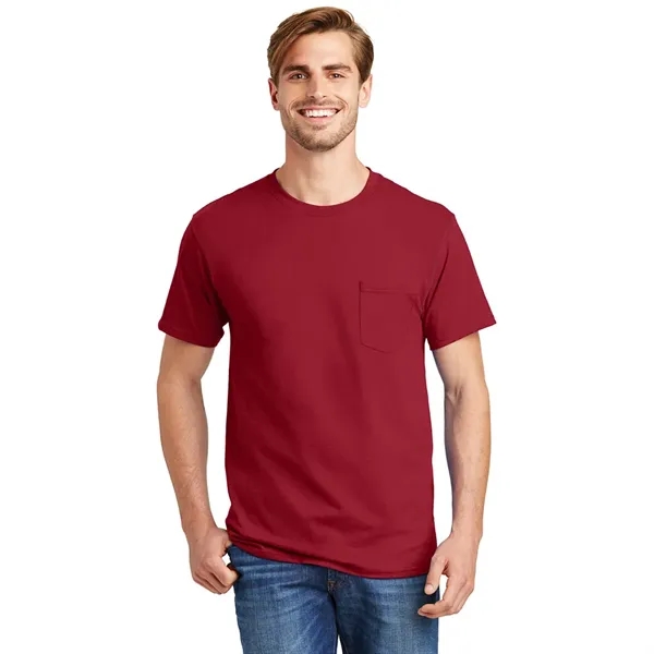 Hanes® - Authentic 100% Cotton T-Shirt with Pocket - Hanes® - Authentic 100% Cotton T-Shirt with Pocket - Image 4 of 10