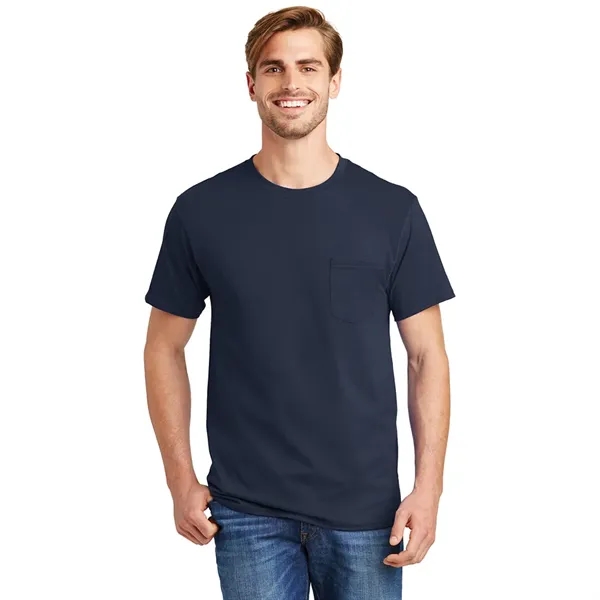 Hanes® - Authentic 100% Cotton T-Shirt with Pocket - Hanes® - Authentic 100% Cotton T-Shirt with Pocket - Image 7 of 10