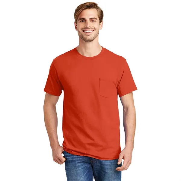 Hanes® - Authentic 100% Cotton T-Shirt with Pocket - Hanes® - Authentic 100% Cotton T-Shirt with Pocket - Image 8 of 10