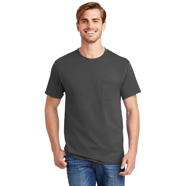 Hanes® - Authentic 100% Cotton T-Shirt with Pocket - Hanes® - Authentic 100% Cotton T-Shirt with Pocket - Image 9 of 10