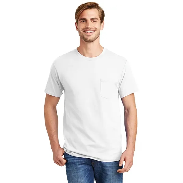 Hanes® - Authentic 100% Cotton T-Shirt with Pocket - Hanes® - Authentic 100% Cotton T-Shirt with Pocket - Image 10 of 10