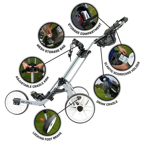 Izzo EZ Roll 3-Wheel Push Cart - Izzo EZ Roll 3-Wheel Push Cart - Image 1 of 1