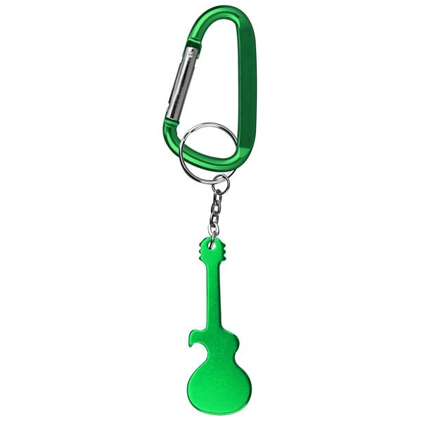 Guitar Shaped Bottle Opener with Key Chain & Carabiner - Guitar Shaped Bottle Opener with Key Chain & Carabiner - Image 1 of 4