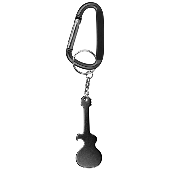 Guitar Shaped Bottle Opener with Key Chain & Carabiner - Guitar Shaped Bottle Opener with Key Chain & Carabiner - Image 2 of 4