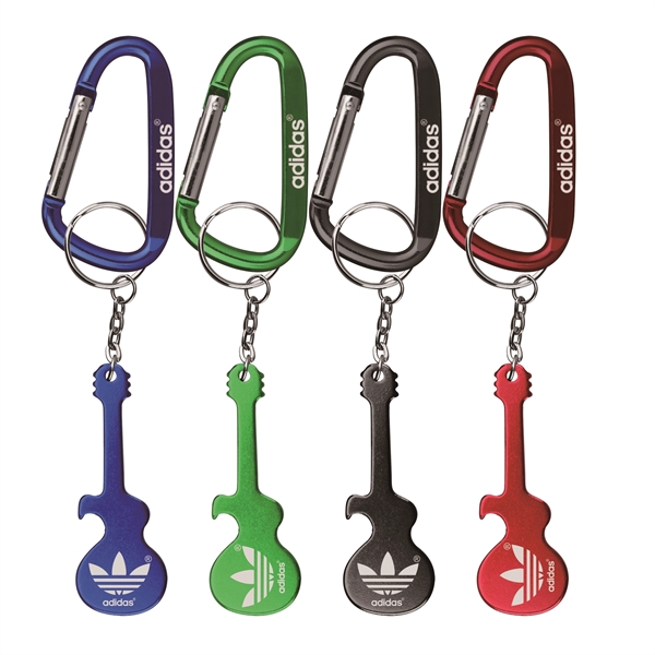 Guitar Shaped Bottle Opener with Key Chain & Carabiner - Guitar Shaped Bottle Opener with Key Chain & Carabiner - Image 0 of 4