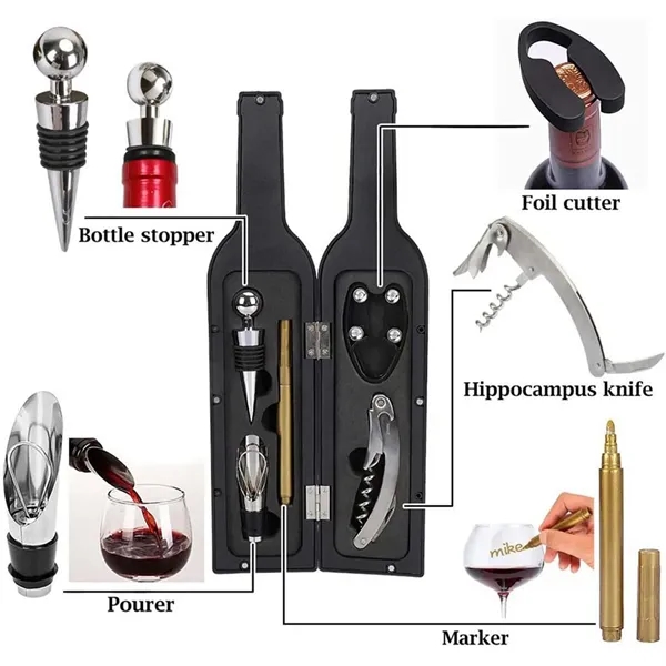 Wine Bottle Accessories Gift Set  Opener Kit - Wine Bottle Accessories Gift Set  Opener Kit - Image 3 of 4