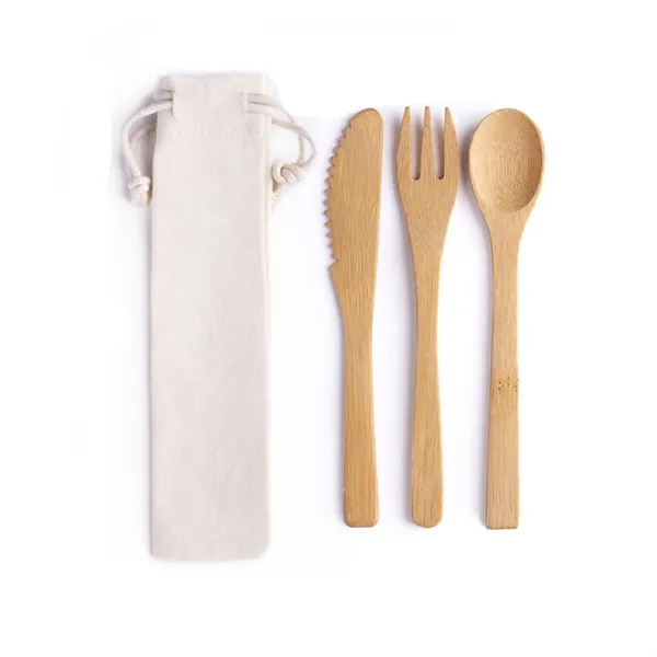 Reusable Bamboo Cutlery Utensils Set - Reusable Bamboo Cutlery Utensils Set - Image 1 of 1