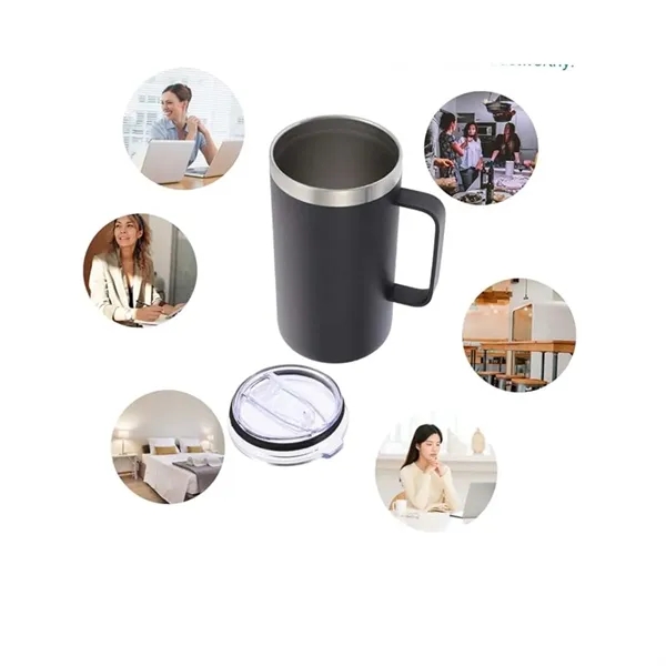 Stainless Steel Insulated Coffee Mug with Handle - Stainless Steel Insulated Coffee Mug with Handle - Image 2 of 5