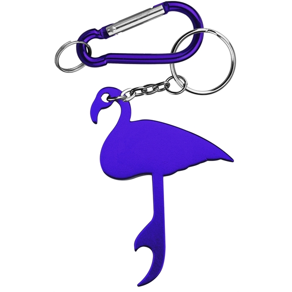 Flamingo Shaped Aluminum Bottle Opener with Carabiner - Flamingo Shaped Aluminum Bottle Opener with Carabiner - Image 4 of 4