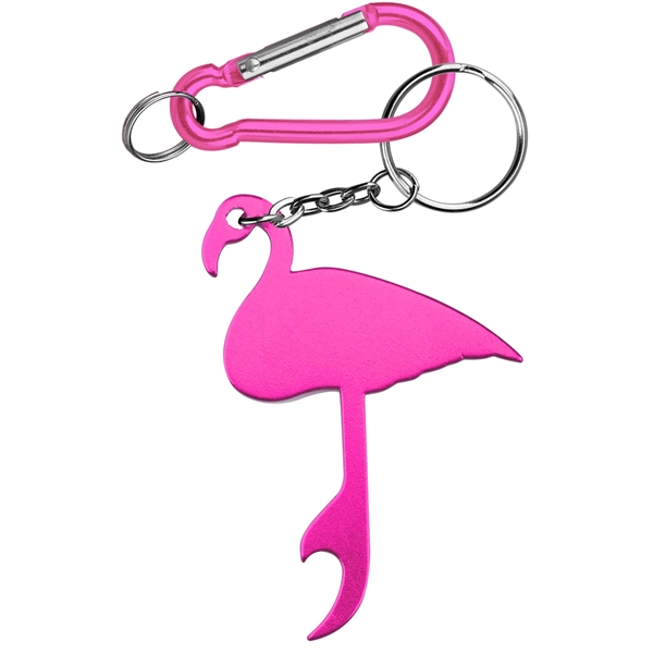 Flamingo Shaped Aluminum Bottle Opener with Carabiner - Flamingo Shaped Aluminum Bottle Opener with Carabiner - Image 2 of 4