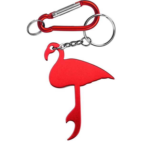 Flamingo Shaped Aluminum Bottle Opener with Carabiner - Flamingo Shaped Aluminum Bottle Opener with Carabiner - Image 3 of 4