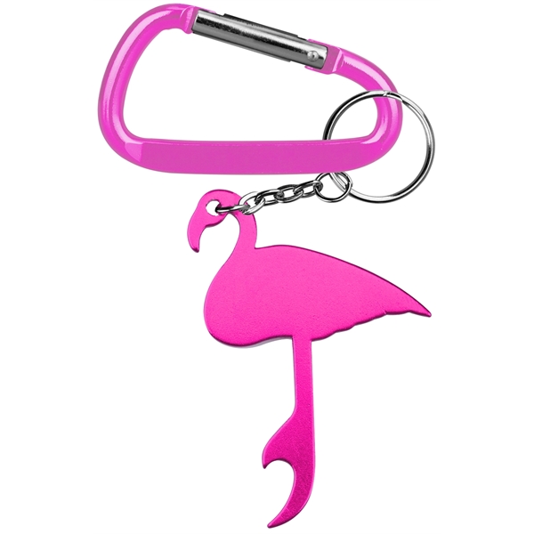 Flamingo Shaped Aluminum Bottle Opener with Carabiner - Flamingo Shaped Aluminum Bottle Opener with Carabiner - Image 2 of 4