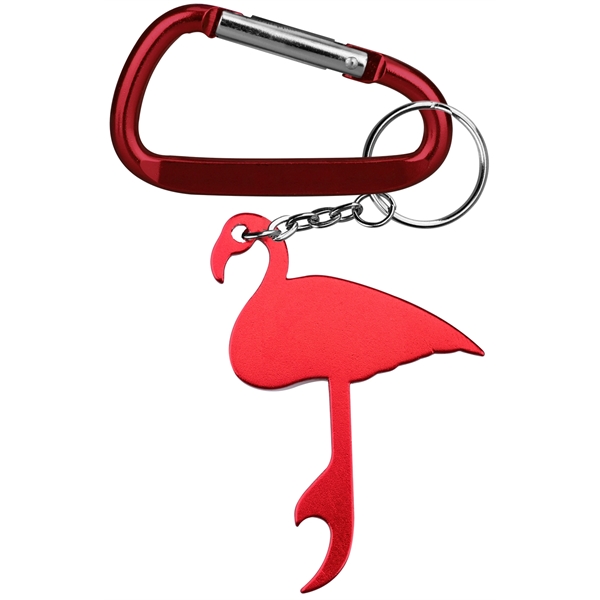 Flamingo Shaped Aluminum Bottle Opener with Carabiner - Flamingo Shaped Aluminum Bottle Opener with Carabiner - Image 3 of 4