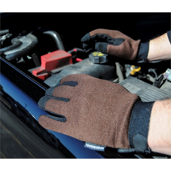 Touchscreen Brown Mechanics Gloves - Touchscreen Brown Mechanics Gloves - Image 2 of 5