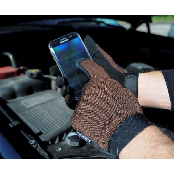 Touchscreen Brown Mechanics Gloves - Touchscreen Brown Mechanics Gloves - Image 1 of 5