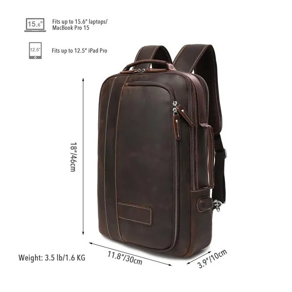 Full Grain Leather Expandable 15.6 Laptop Backpack - Full Grain Leather Expandable 15.6 Laptop Backpack - Image 1 of 2