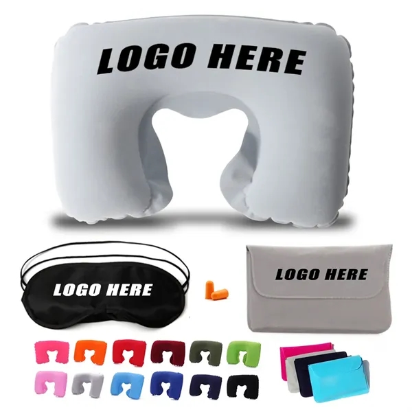 3 in 1 Travel Pillow Set With Earplugs and Eye Masks