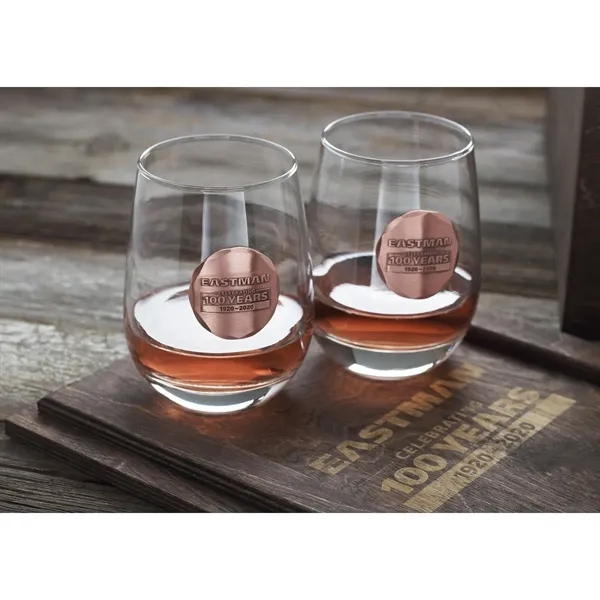 2-Piece Stemless Wine Glass Set with Custom Medallion - 2-Piece Stemless Wine Glass Set with Custom Medallion - Image 1 of 2