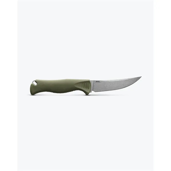 Meatcrafter® Dark Olive Santoprene® 4" Trailing Point Knife - Meatcrafter® Dark Olive Santoprene® 4" Trailing Point Knife - Image 2 of 3