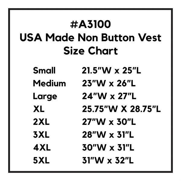USA Made 2 Pocket Vest Non-Button - USA Made 2 Pocket Vest Non-Button - Image 8 of 8