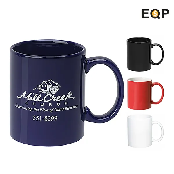 11 oz. Ceramic Dishwasher-Safe Coffee Mug w/ C-Handle - 11 oz. Ceramic Dishwasher-Safe Coffee Mug w/ C-Handle - Image 0 of 9