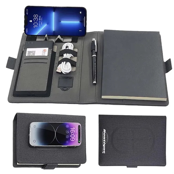 A5 Wireless Charging Organizer Portfolio Notebook - A5 Wireless Charging Organizer Portfolio Notebook - Image 0 of 2