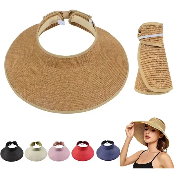 Foldable Brim Straw Visor Hat - Foldable Brim Straw Visor Hat - Image 0 of 1