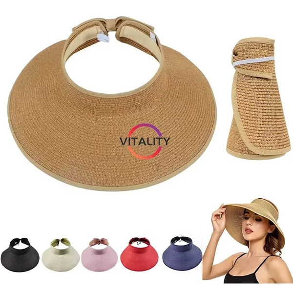 Foldable Brim Straw Visor Hat - Foldable Brim Straw Visor Hat - Image 1 of 1