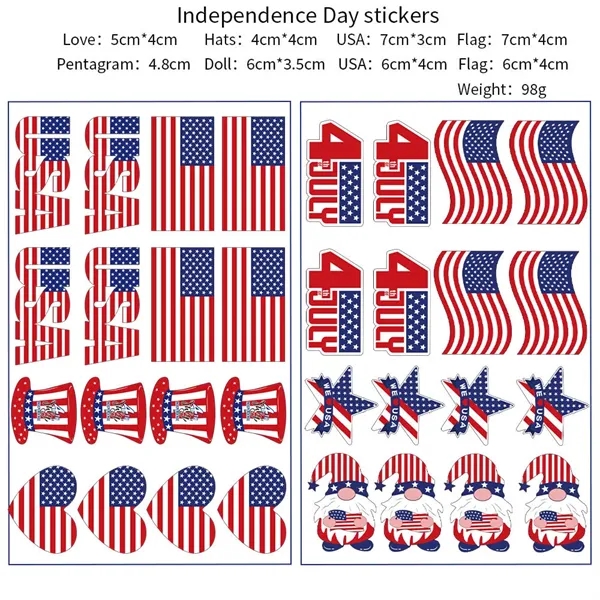 4th Of July American Flag 10 Sheet Tattoo Stickers - 4th Of July American Flag 10 Sheet Tattoo Stickers - Image 2 of 5