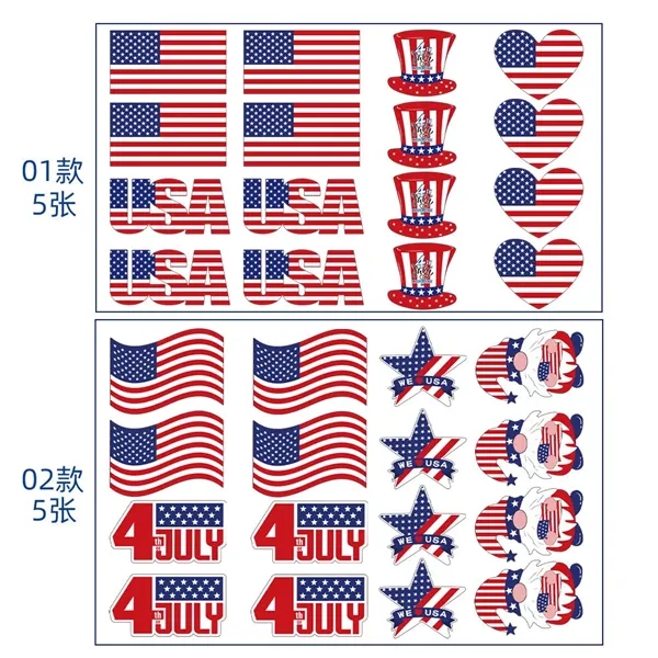 4th Of July American Flag 10 Sheet Tattoo Stickers - 4th Of July American Flag 10 Sheet Tattoo Stickers - Image 3 of 5
