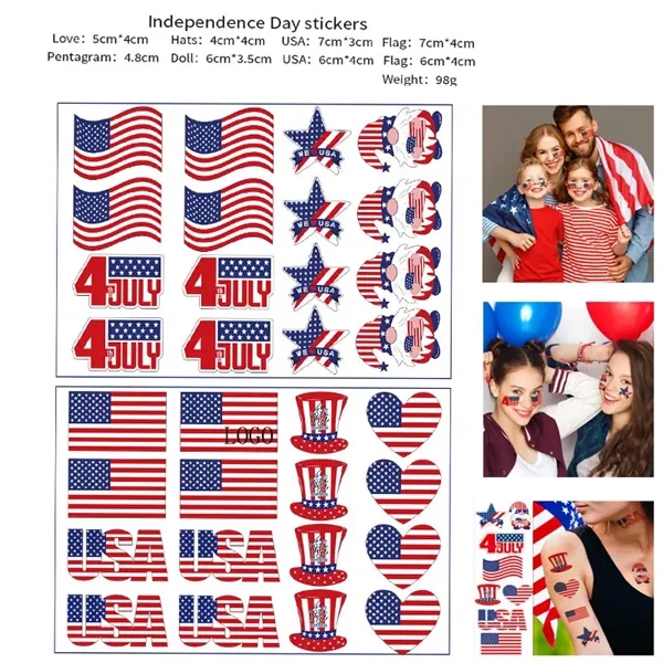 4th Of July American Flag 10 Sheet Tattoo Stickers - 4th Of July American Flag 10 Sheet Tattoo Stickers - Image 5 of 5
