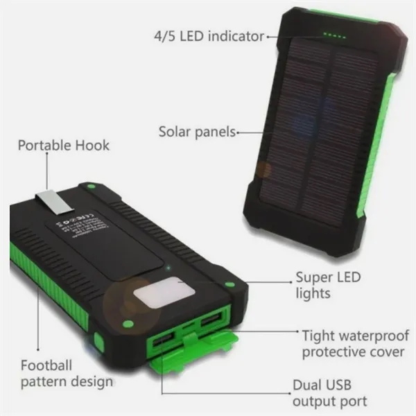 20K Multifunction Portable Solar Power Bank With Flashlight - 20K Multifunction Portable Solar Power Bank With Flashlight - Image 4 of 9