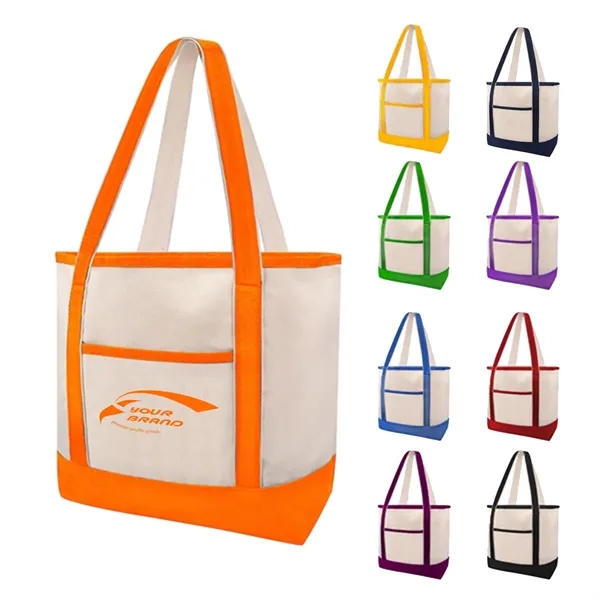 Big Zipper Grocery Shopping Beach Canvas Tote Bag - Big Zipper Grocery Shopping Beach Canvas Tote Bag - Image 0 of 3