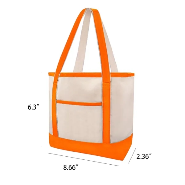 Big Zipper Grocery Shopping Beach Canvas Tote Bag - Big Zipper Grocery Shopping Beach Canvas Tote Bag - Image 1 of 3