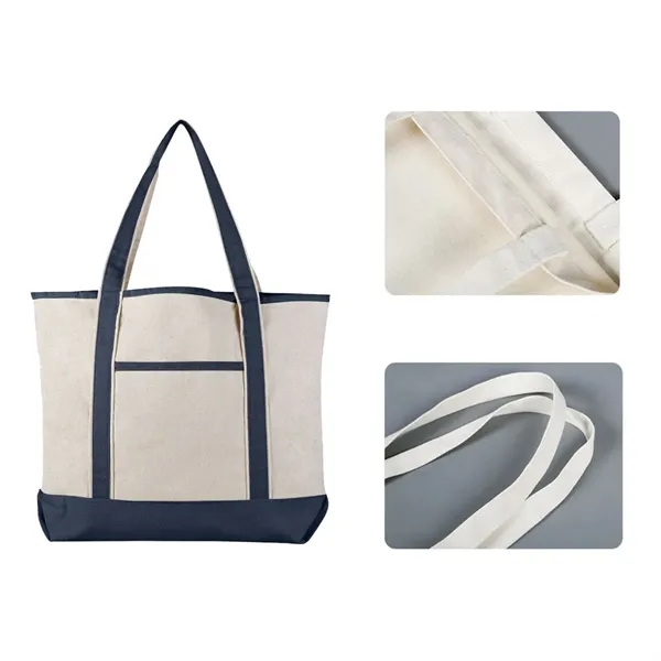 Big Zipper Grocery Shopping Beach Canvas Tote Bag - Big Zipper Grocery Shopping Beach Canvas Tote Bag - Image 2 of 3