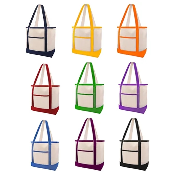 Big Zipper Grocery Shopping Beach Canvas Tote Bag - Big Zipper Grocery Shopping Beach Canvas Tote Bag - Image 3 of 3