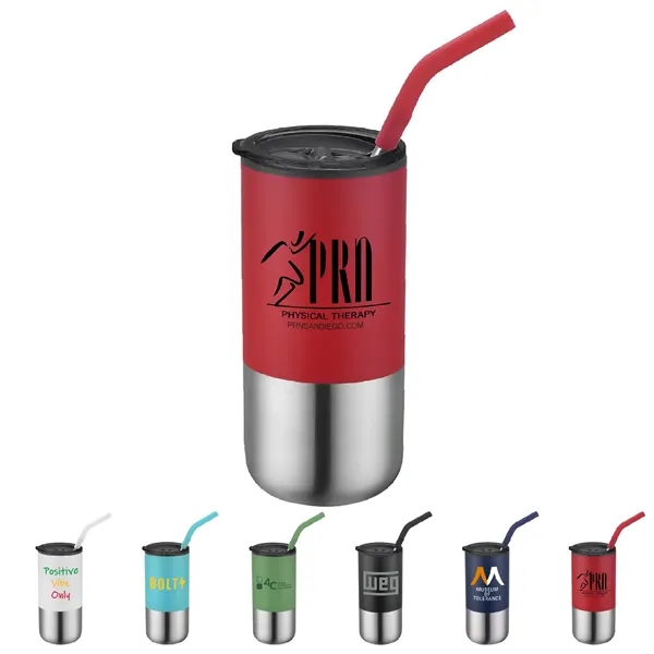 16 oz. Travel Stainless Insulated Coffee Cup w/ Lid & Straw - 16 oz. Travel Stainless Insulated Coffee Cup w/ Lid & Straw - Image 0 of 13